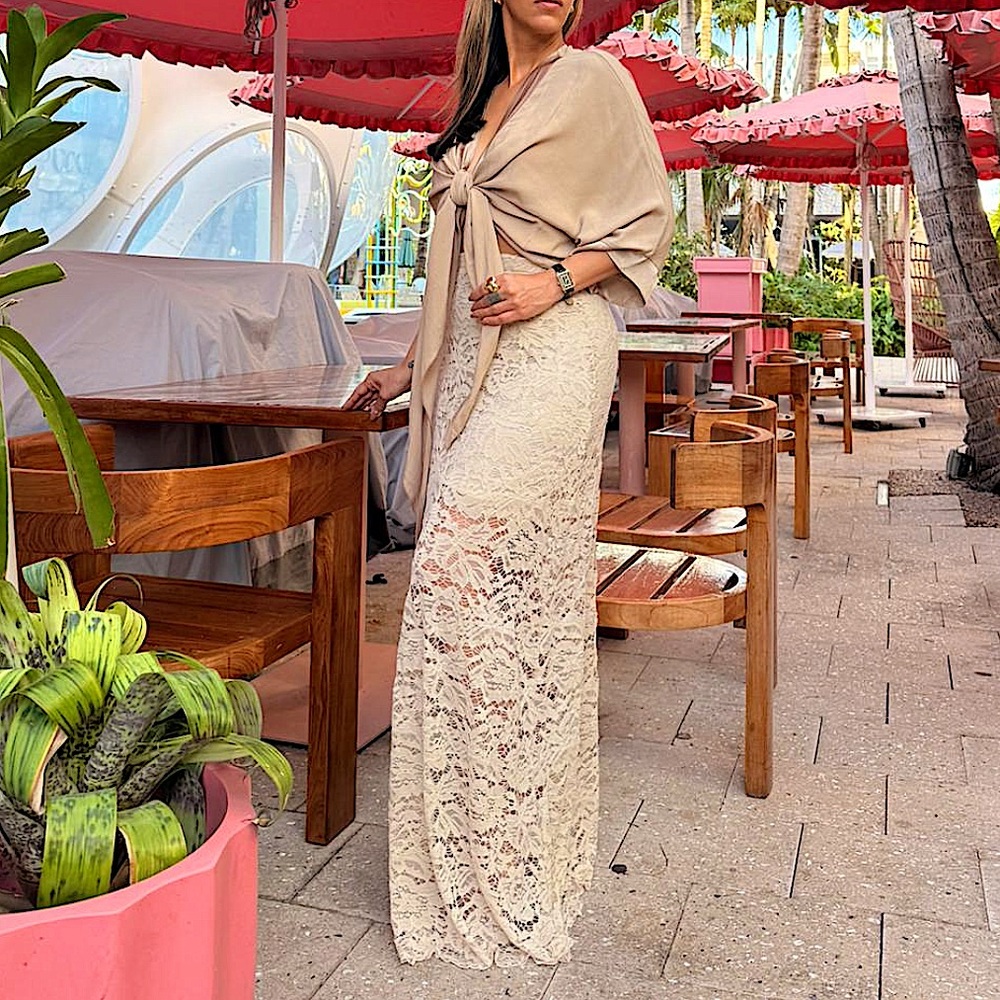 Lace Maxi Skirt in Cream